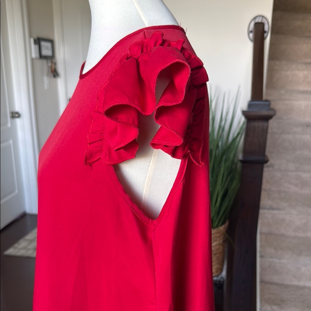 SHEIN Red Ruffled A-Line Dress - Picture 3 of 5